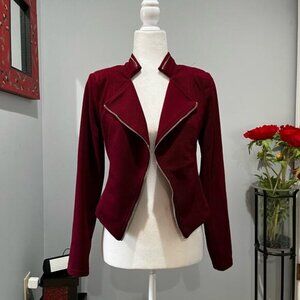 NEW Michel Cropped Open Zipper Lattice Panel Casual Layering Blazer Jacket M NWT